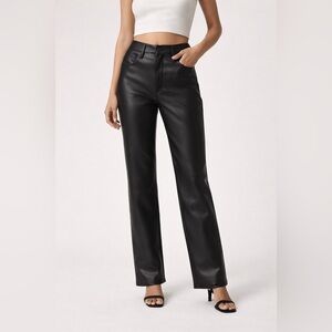 Abercrombie & Fitch Curve Love Vegan Leather 90s Straight Pants Black 27S Petite